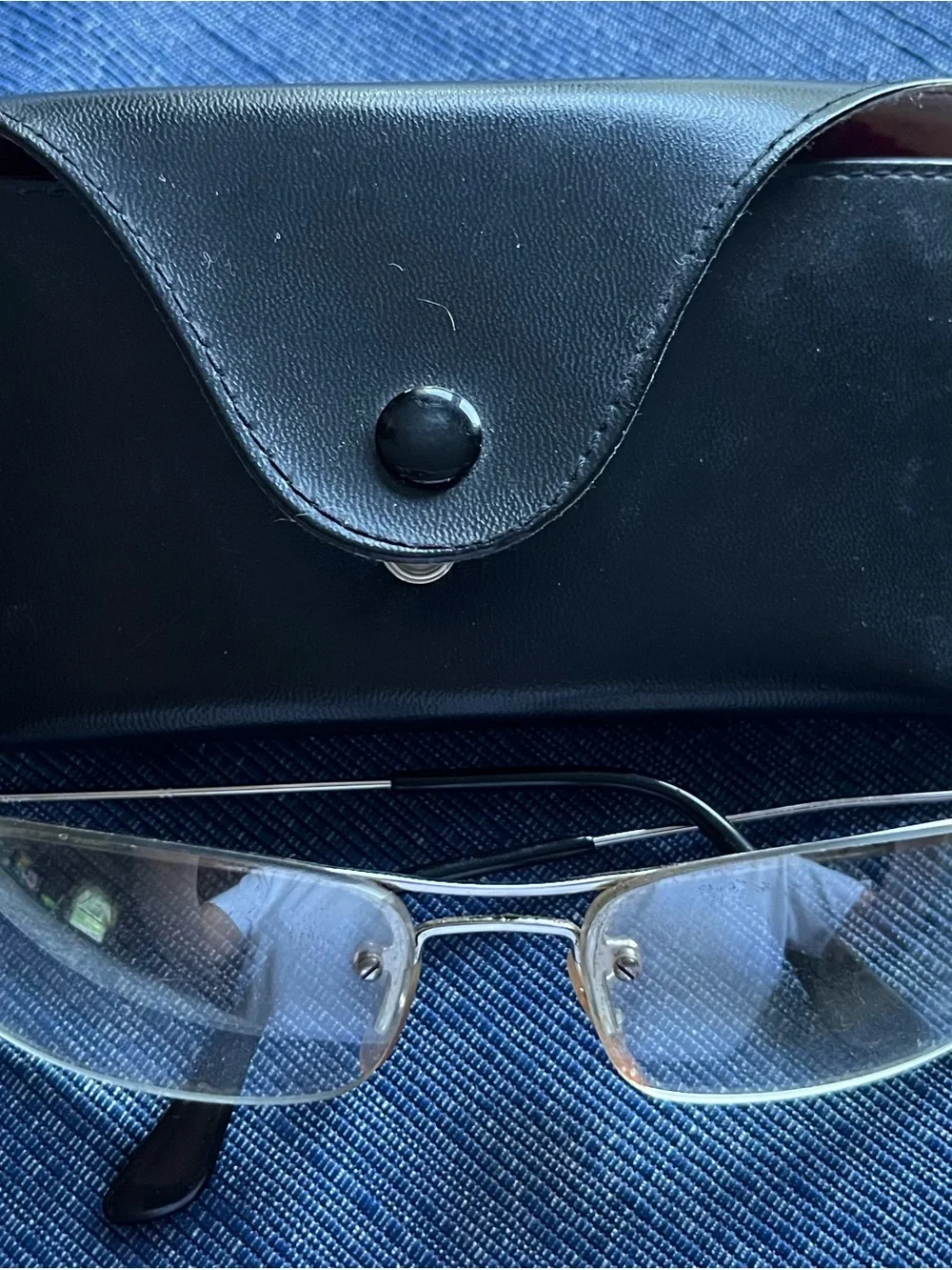 Vintage Ray Ban Rimless Silver/Clear Sunglasses with Black Case